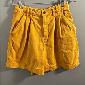 High Waist Yellow Women's Shorts